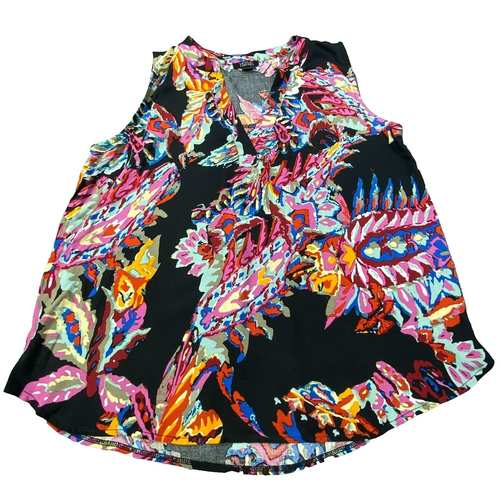 Venus Las Cana Blouse Women Medium Multicolor Floral Sleeveless Tunic Top Floral